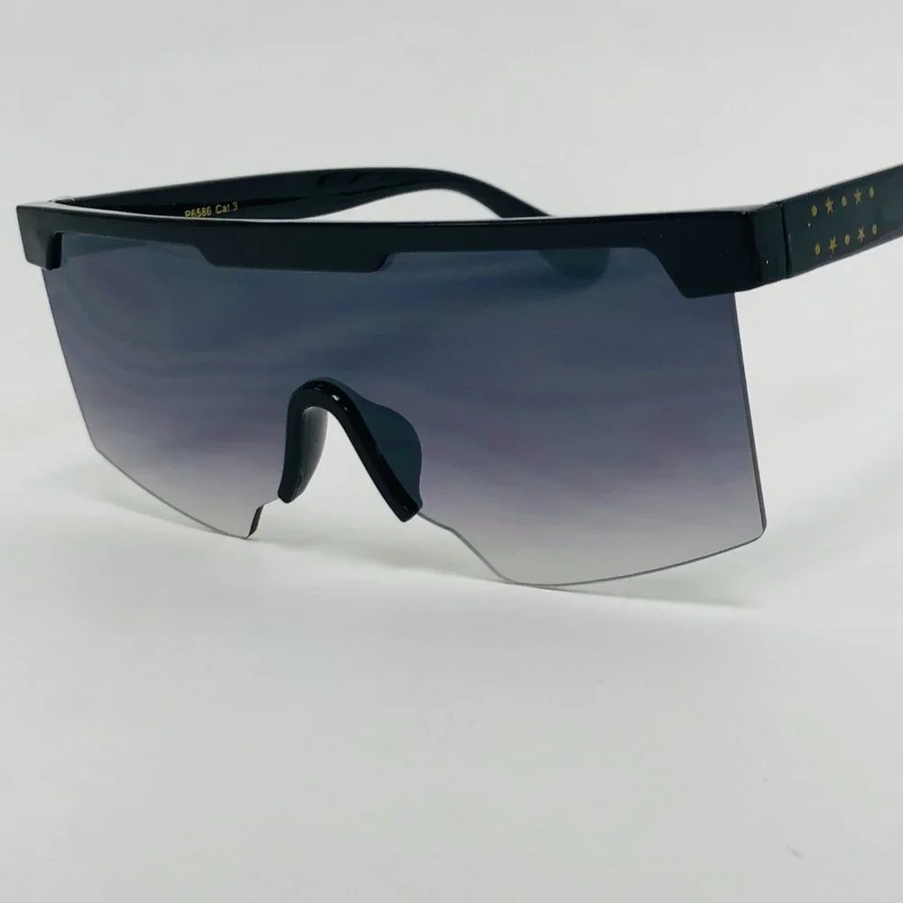 Sunglasses Men Women‎ Oversized Frame Flat Lens Fashion Style Black Lens Luxury